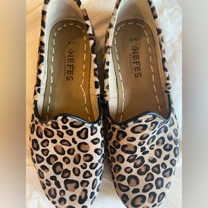 Nefes Handmade Shoes Loafers Leopard Print